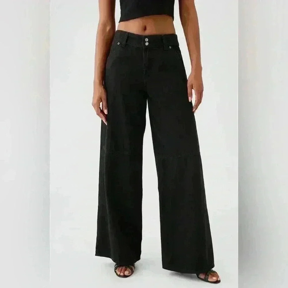 GAP Denim - NWT Gap Mid Rise UltraSoft Baggy Wide Leg Jeans~ Black ~ 12 /31